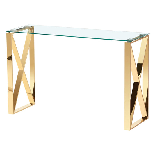 Neasden - Console Table - Clear Glass & Gold Legs