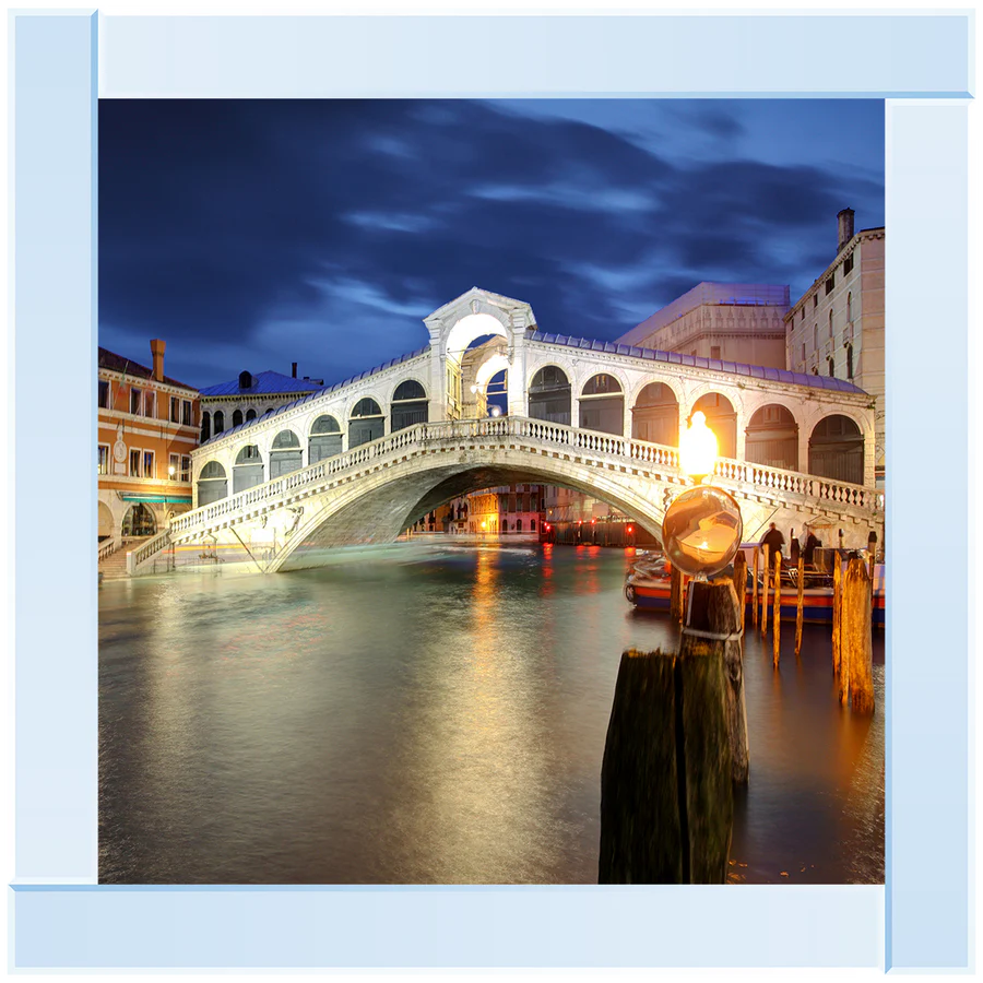 Venice Rialto Bridge At Dusk - Framed Picture